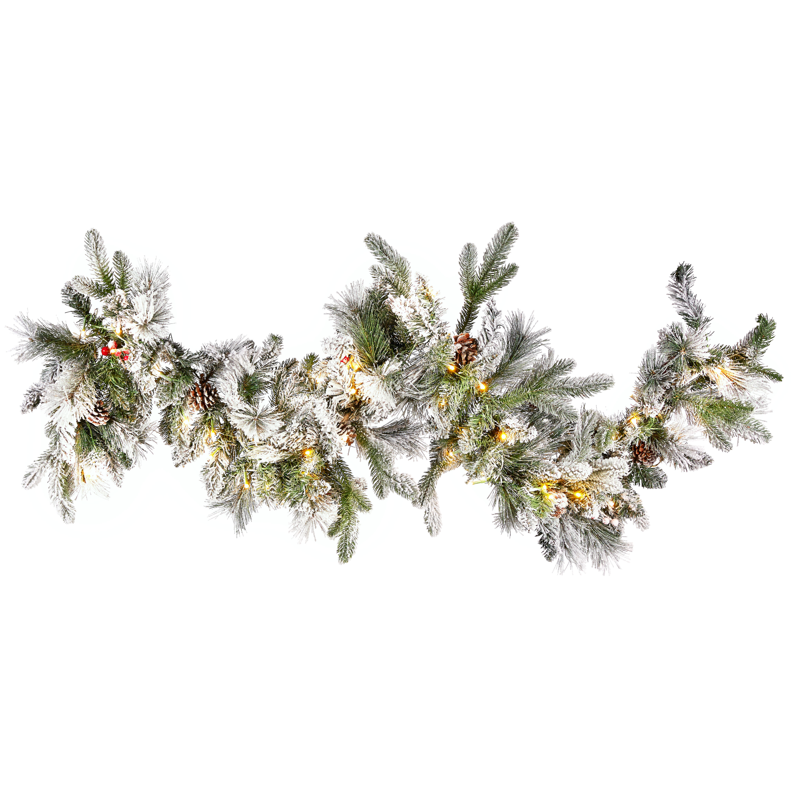 Sneklædt juleguirlande LED WHITEHORN 180 cm Hvid