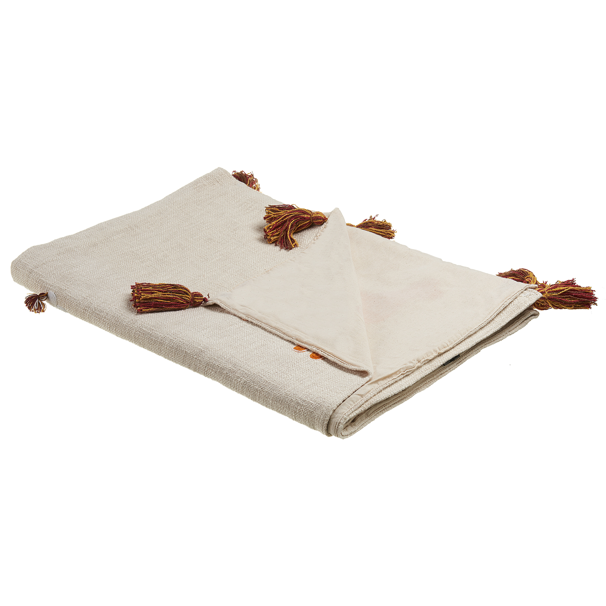 Plaid KHANDWA Bomuld 130 x 180 cm Beige