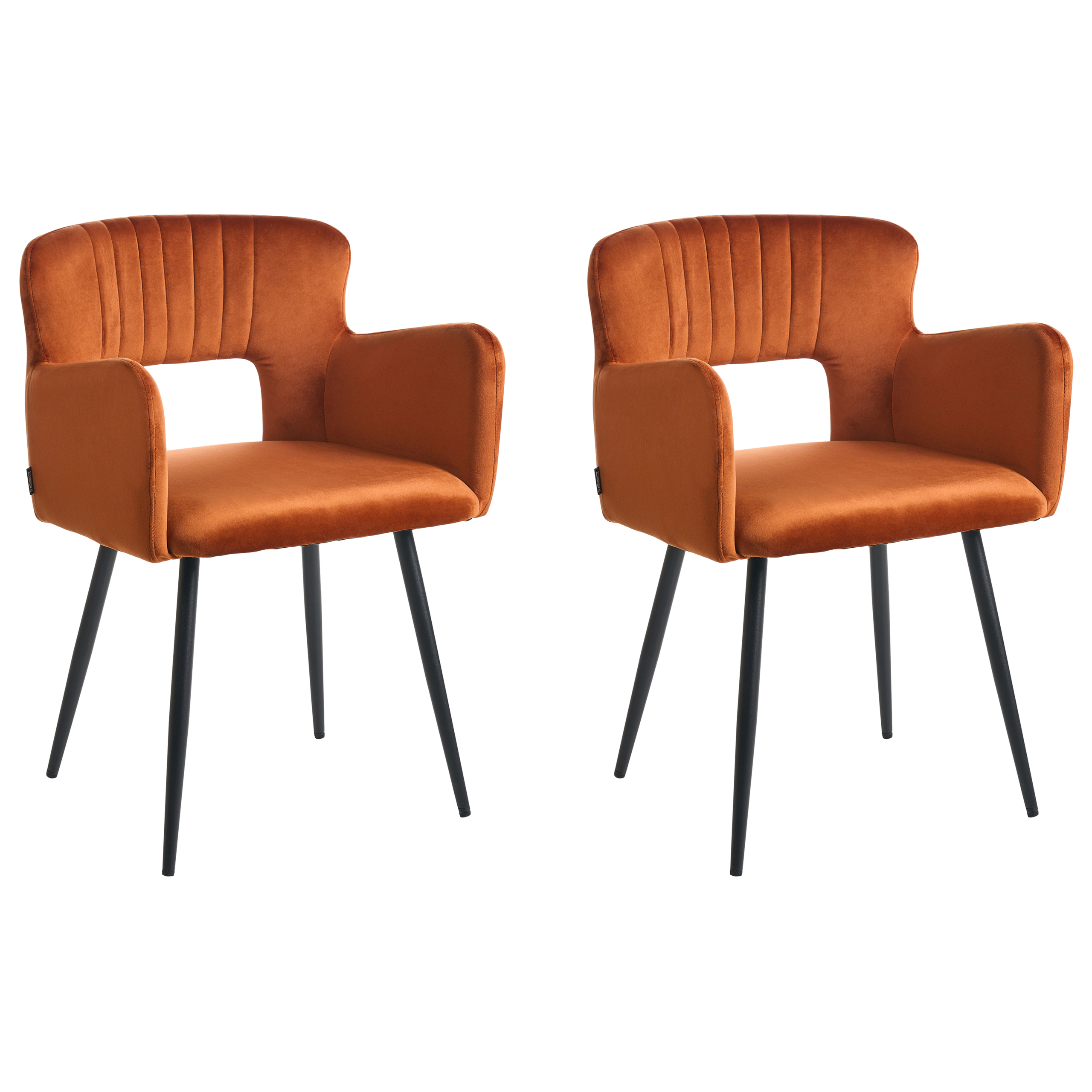 Sæt med 2 spisebordsstole SANILAC Velour Orange
