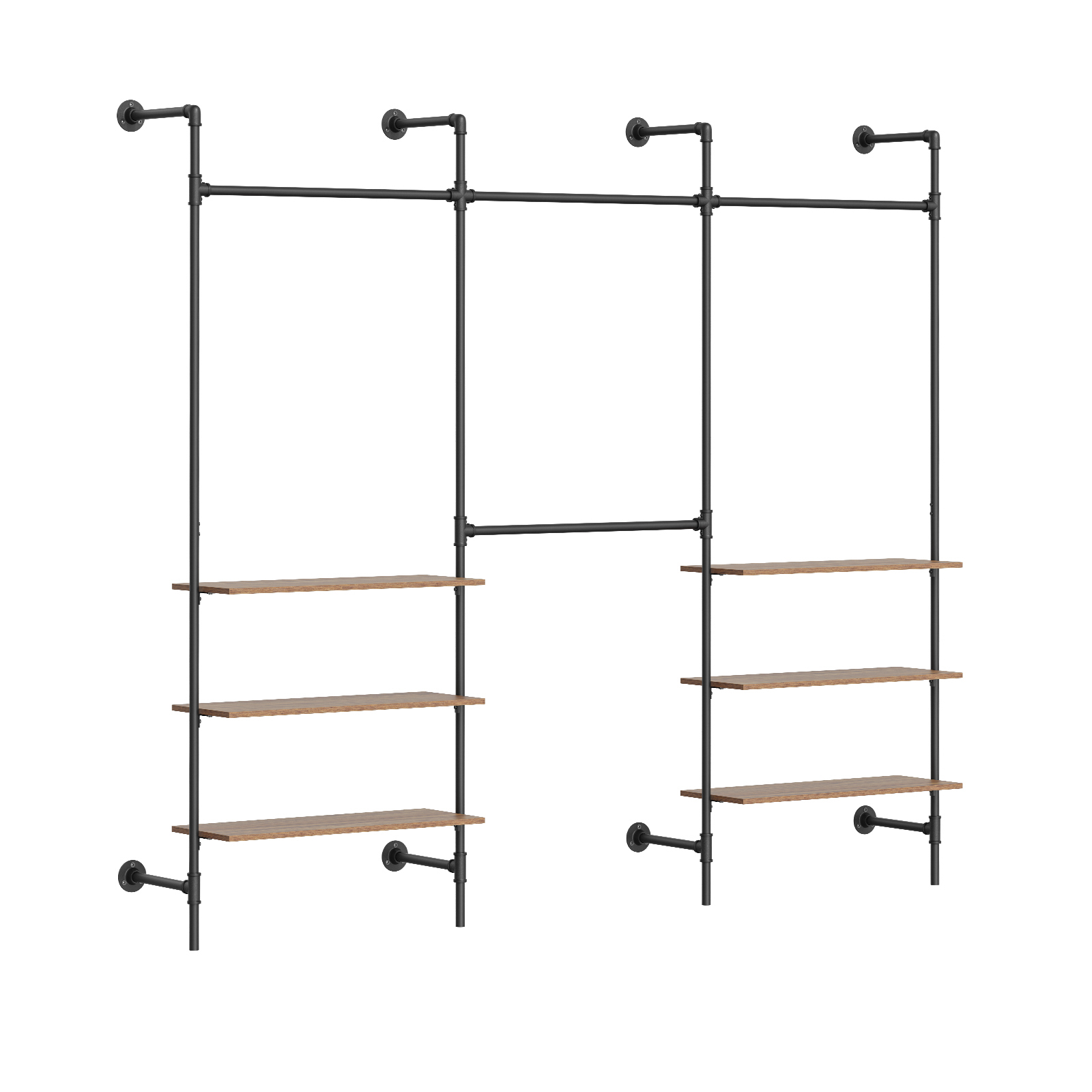 Vægklædeholder med hylder sort 265x220 cm KLS19-SCH