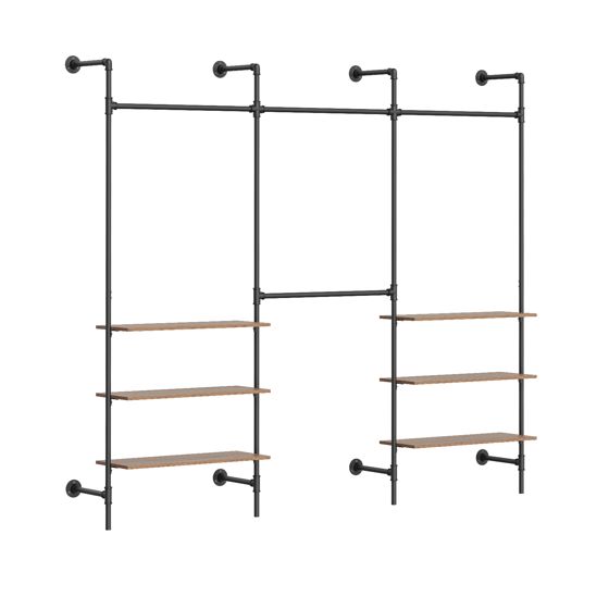 Vægklædeholder med hylder sort 265x220 cm KLS19-SCH