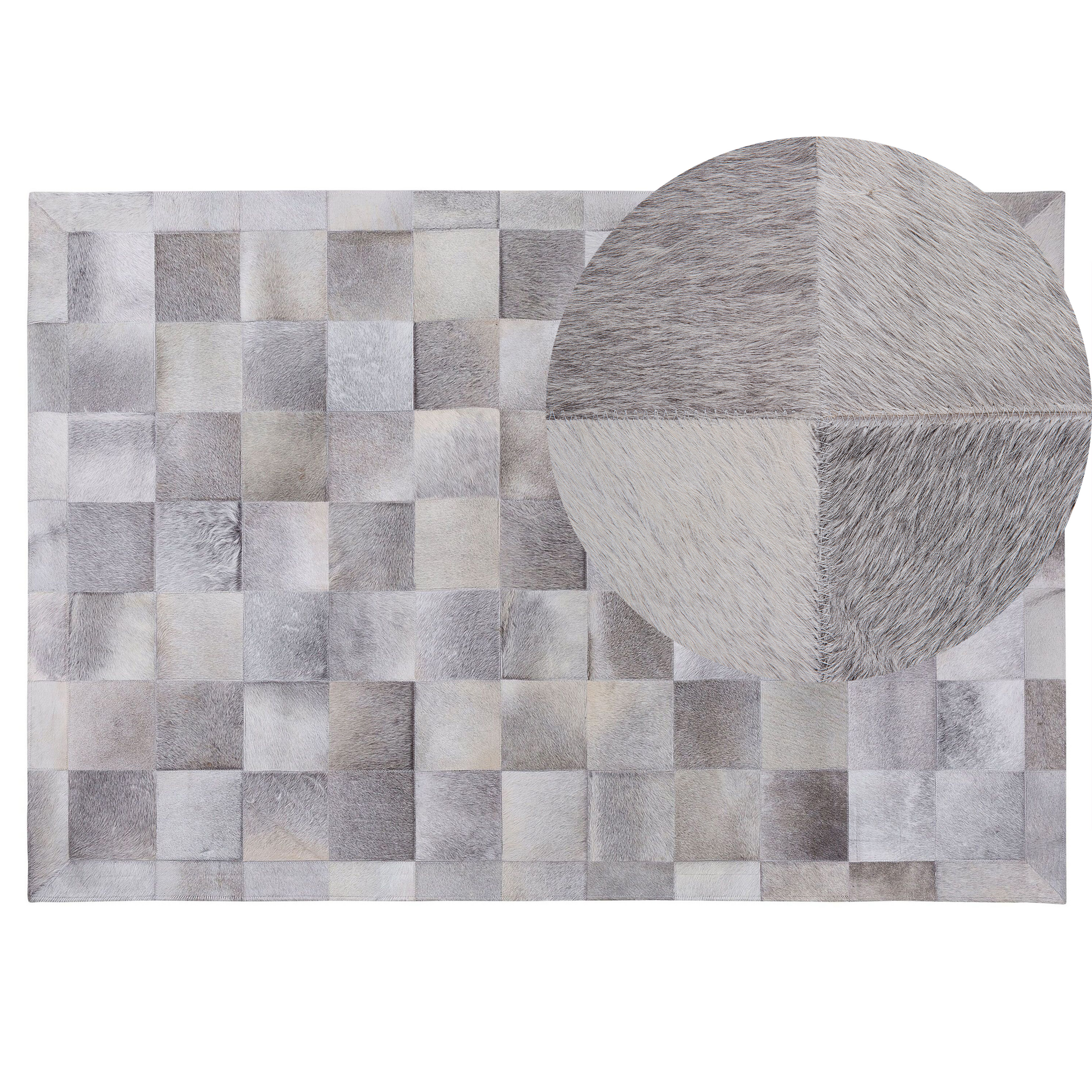 Gulvtæppe ALACAM Grå 140 x 200 cm Ægte læder