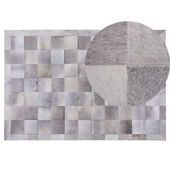 Gulvtæppe ALACAM Grå 140 x 200 cm Ægte læder
