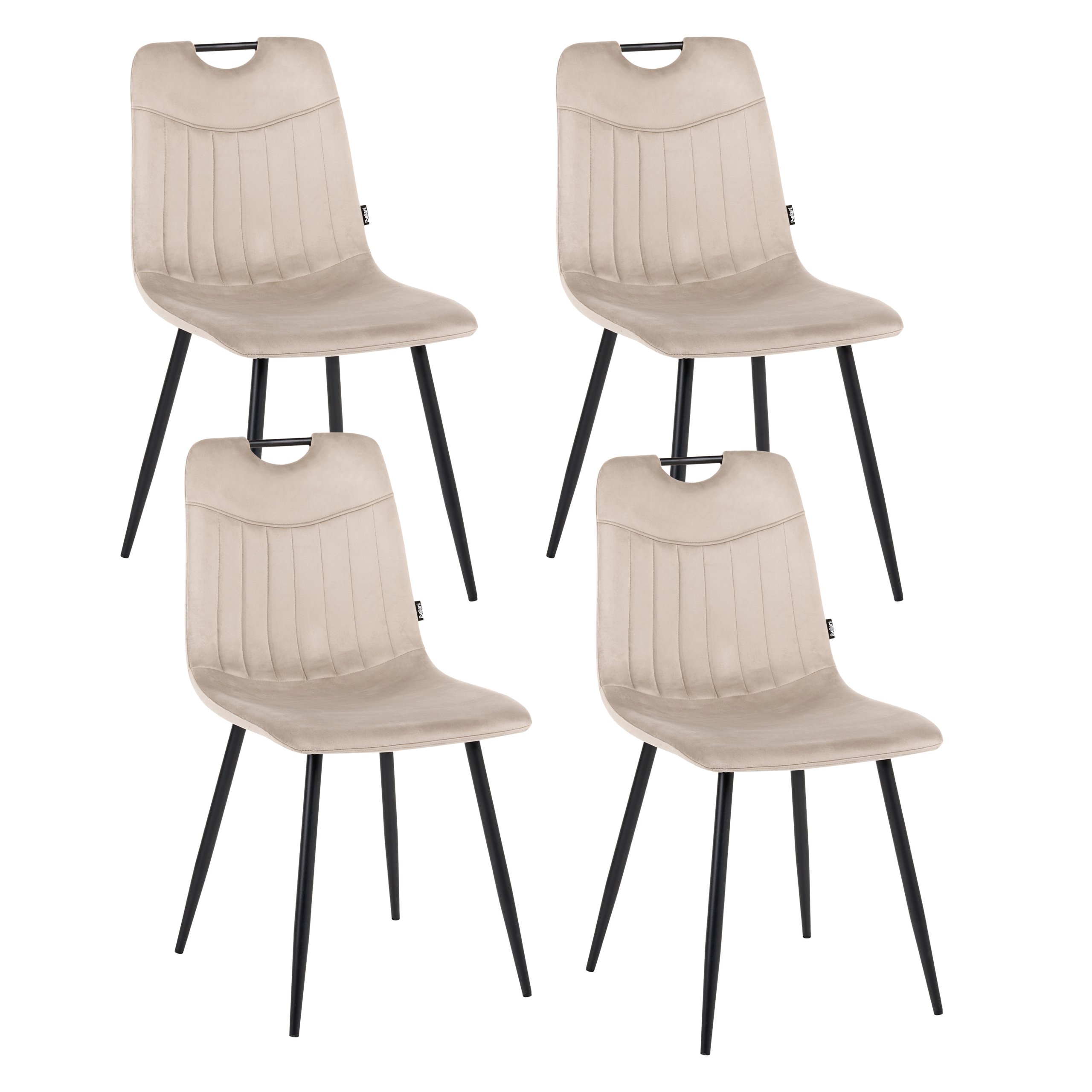Sæt med 4 spisebordsstole ARGYLE Velour Brungrå