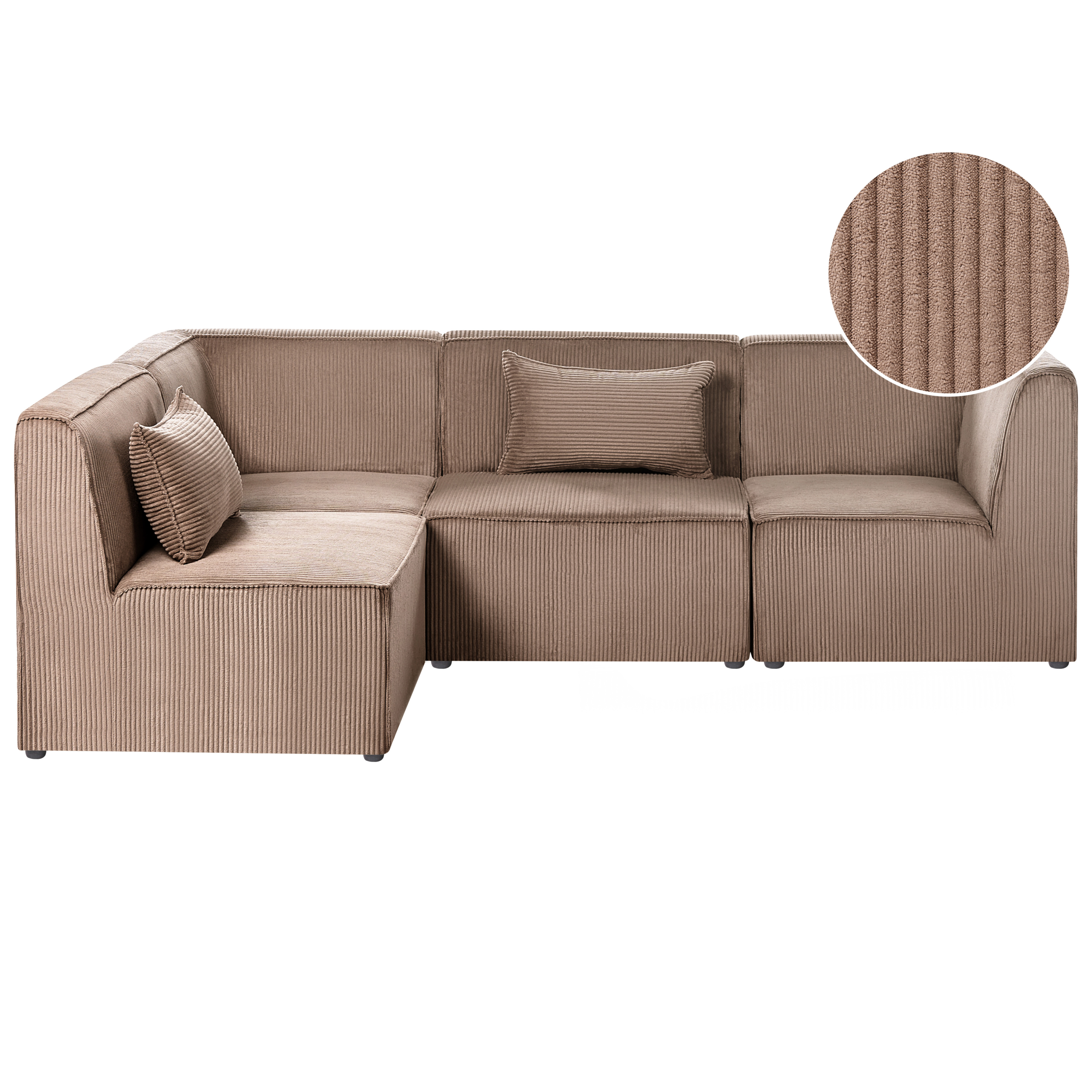 Hjørnesofa modul 4 personers LEMVIG Fløjl Mørk beige Højrevendt