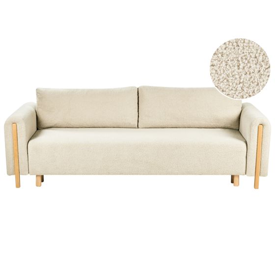Sovesofa 3 personers KVAM med opbevaring Boucle Cremehvid