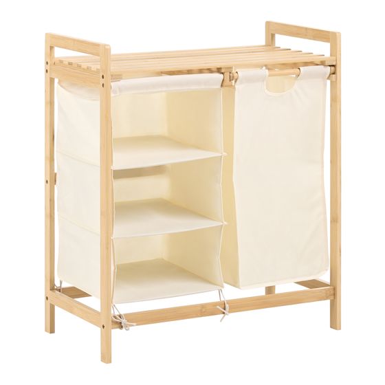 Vasketøjskurv TOROTAL Bambus Lysebrun/hvid 120 L