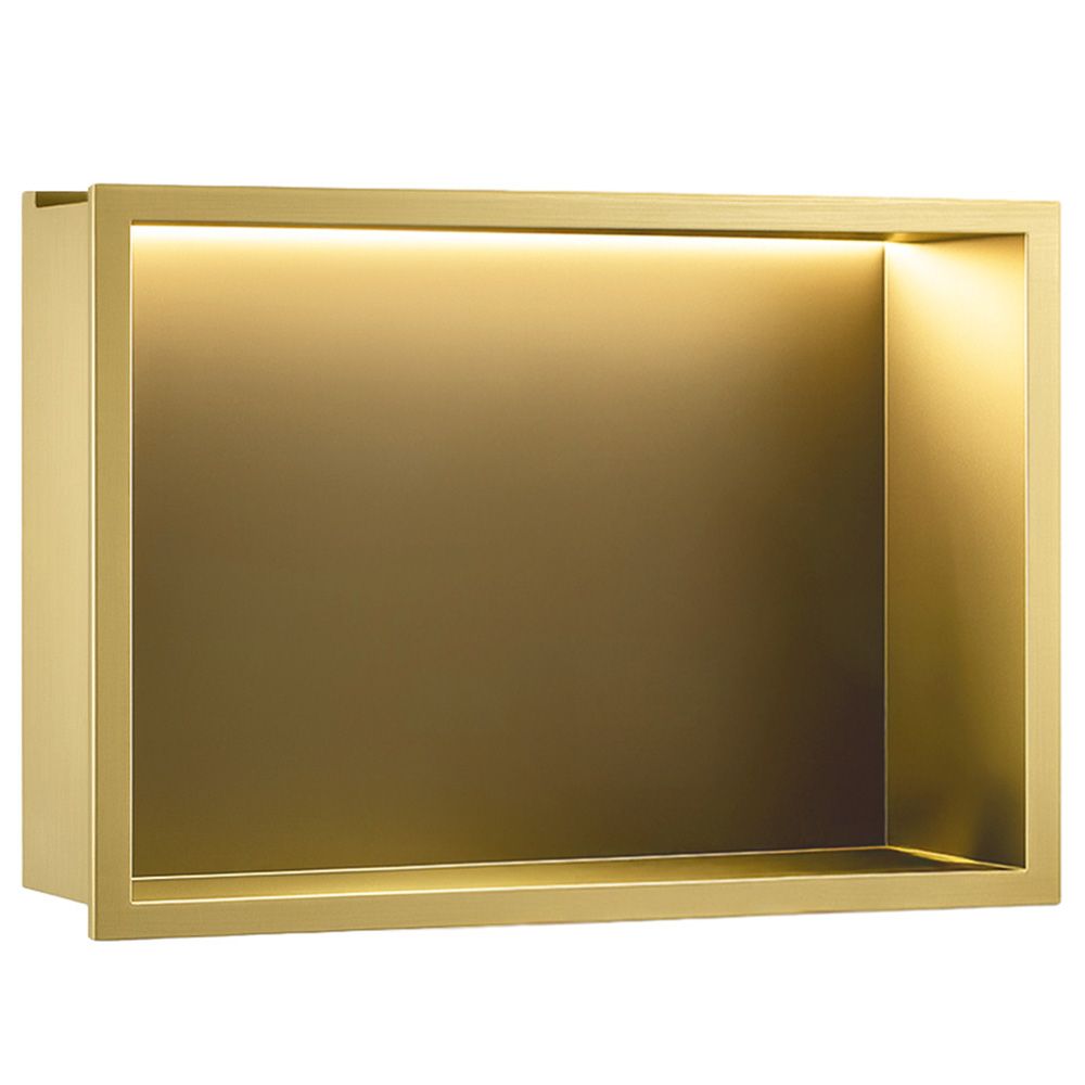 REA indbygget badeværelseshylde led30x45 Børstet guld, 10x45x30cm