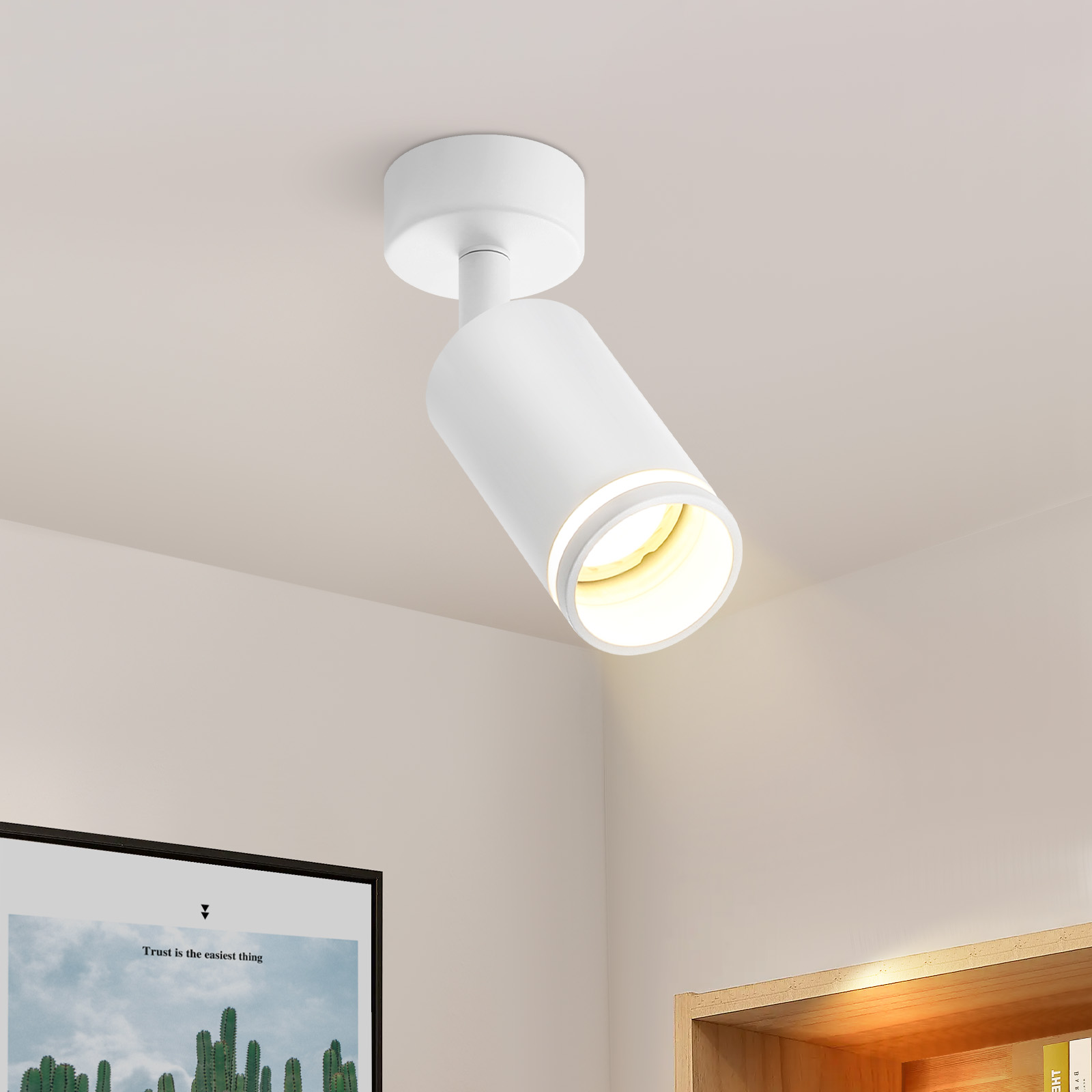 NETTLIFE Hvid loftspotlight, 1 lampe, moderne, GU10, justerbar, til indendørs brug, metal