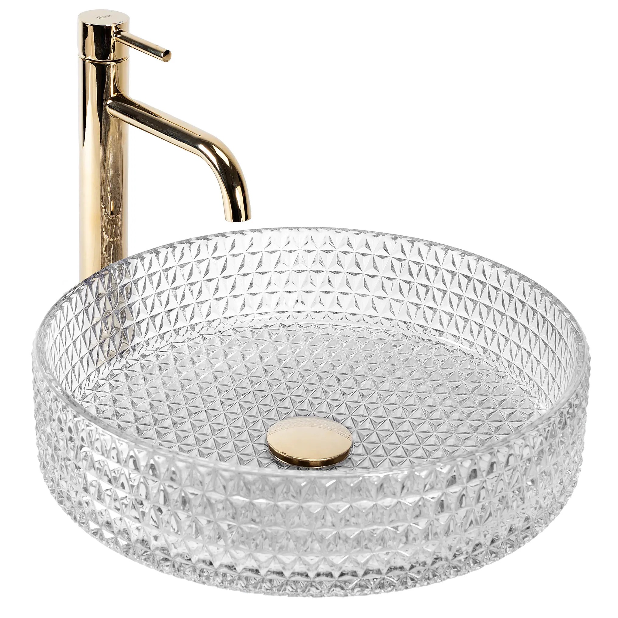 REA bordmonteret håndvask CRISTAL 39 Gennemsigtig, 39x39x11,5cm