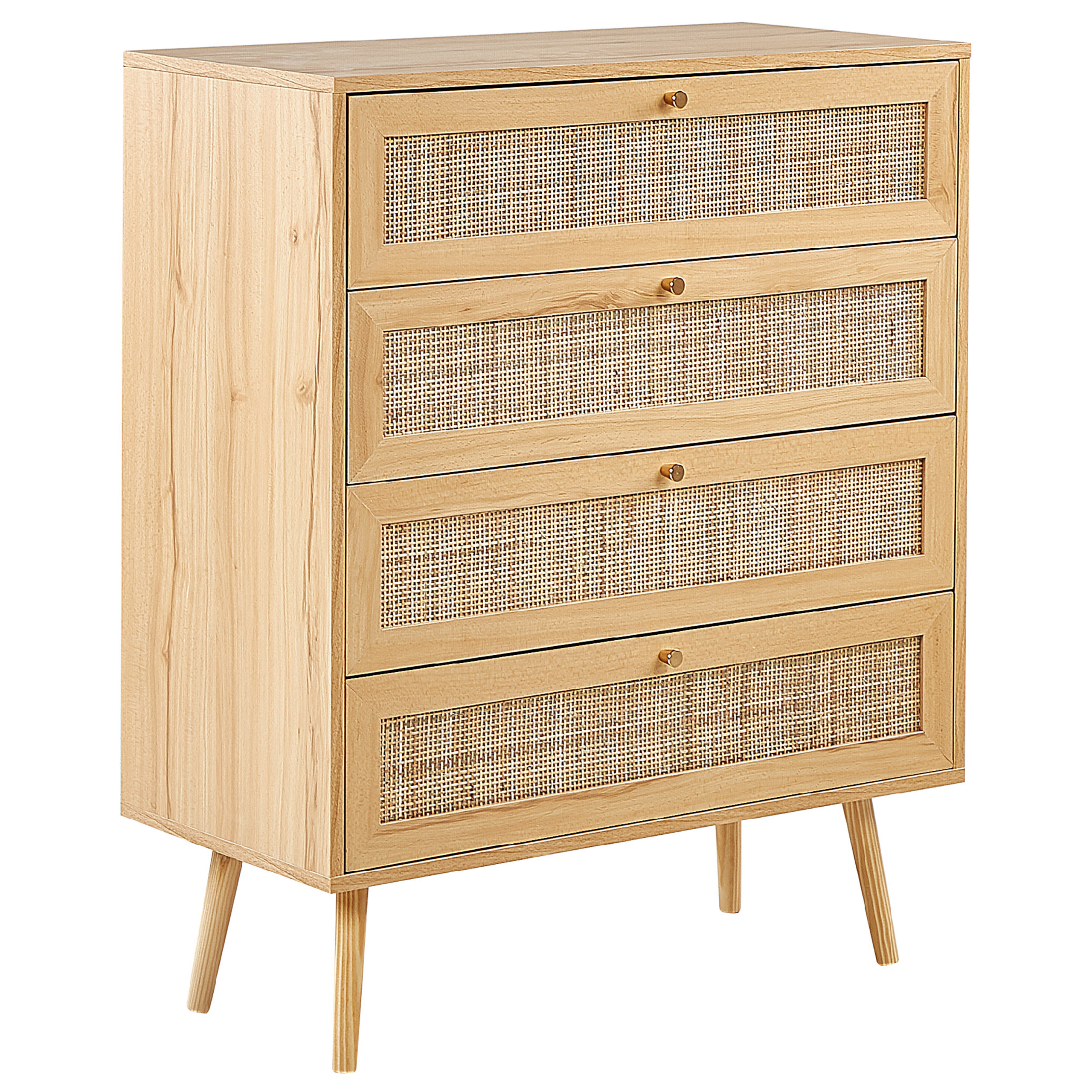 4 skuffers kommode PEROTE Rattan Lysebrun