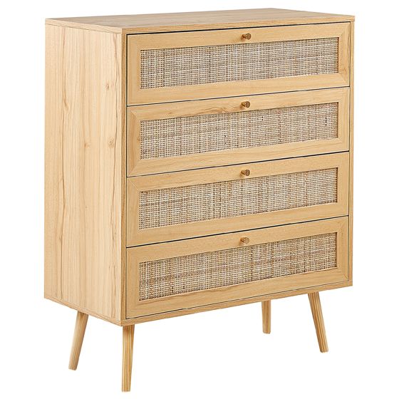 4 skuffers kommode PEROTE Rattan Lysebrun