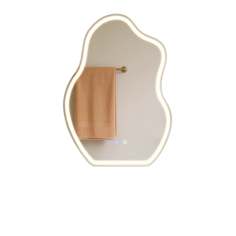 NETTLIFE Asymmetrisk LED Badeværelsesspejl 60x80cm, Touch Control, Anti-dug, Dæmpbar 3000-6500K, IP44 Til Væg