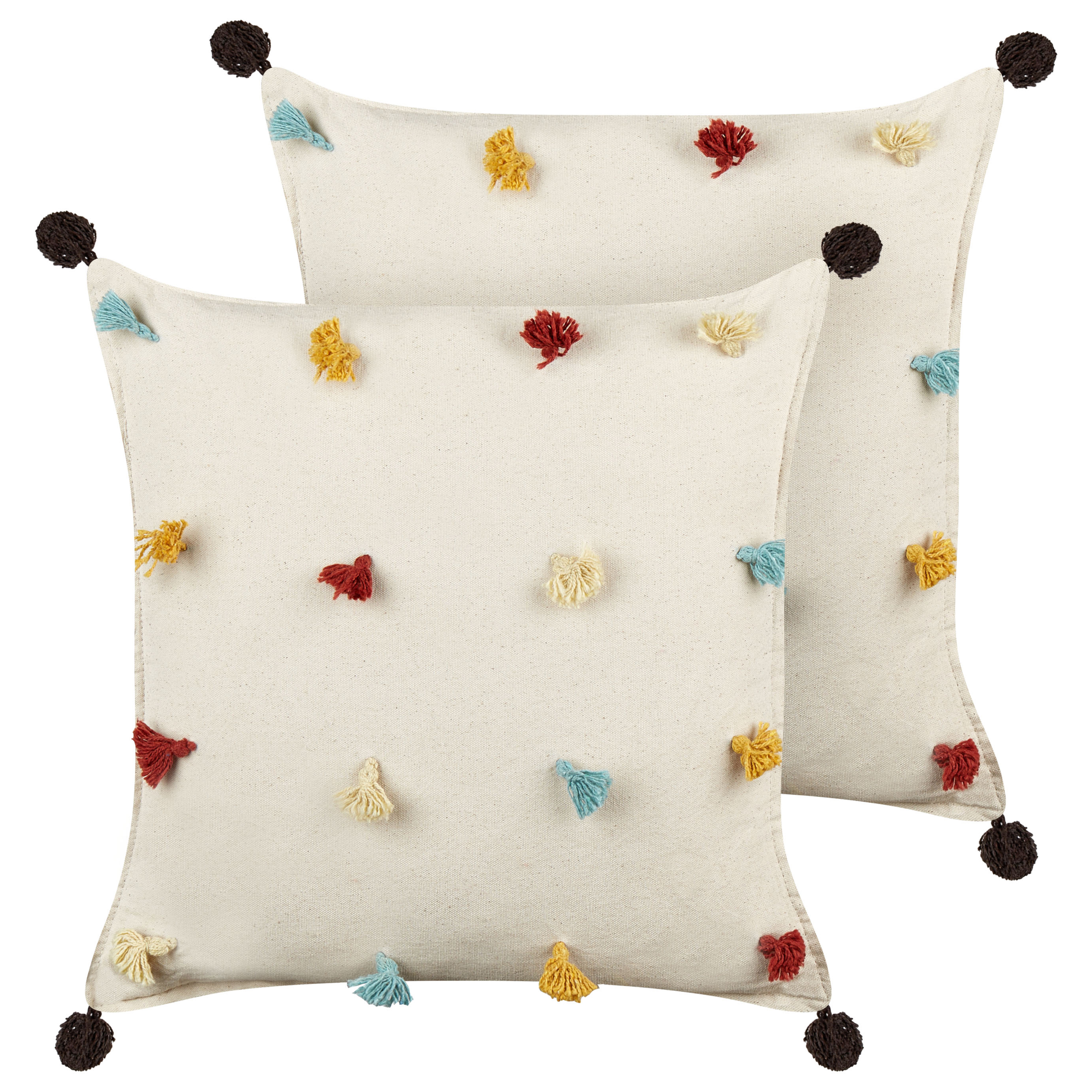 Sæt af 2 pyntepuder FUSSEL 45 x 45 cm Bomuld Lys Beige