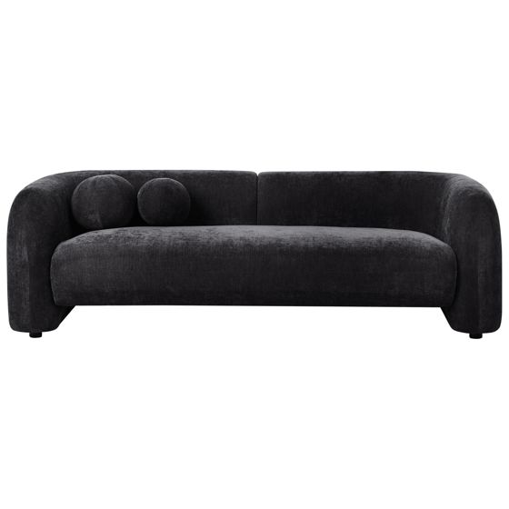 Sofa 3 personers LEIREN Chenille Sort