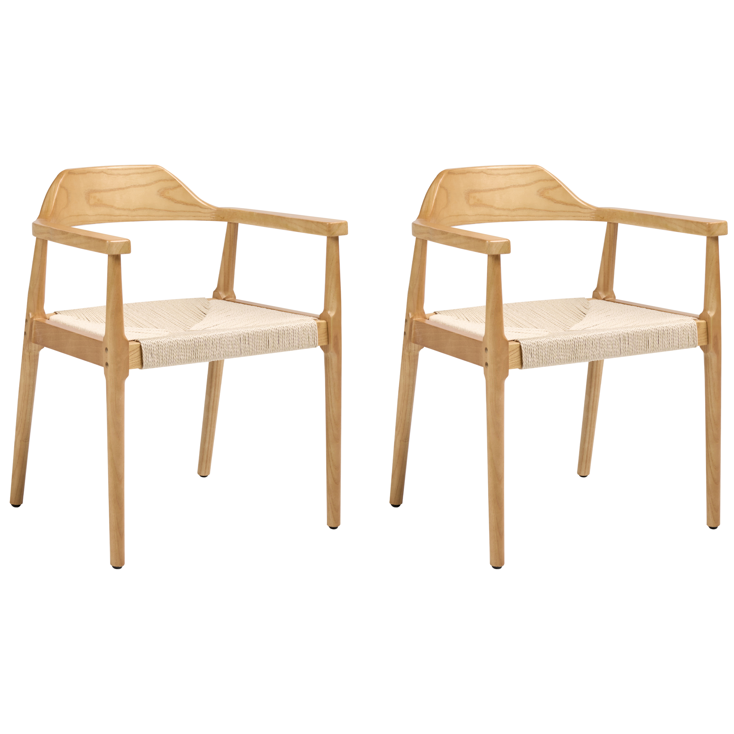 Sæt med 2 spisebordsstole OAKDALE Træ Lysebrun/beige