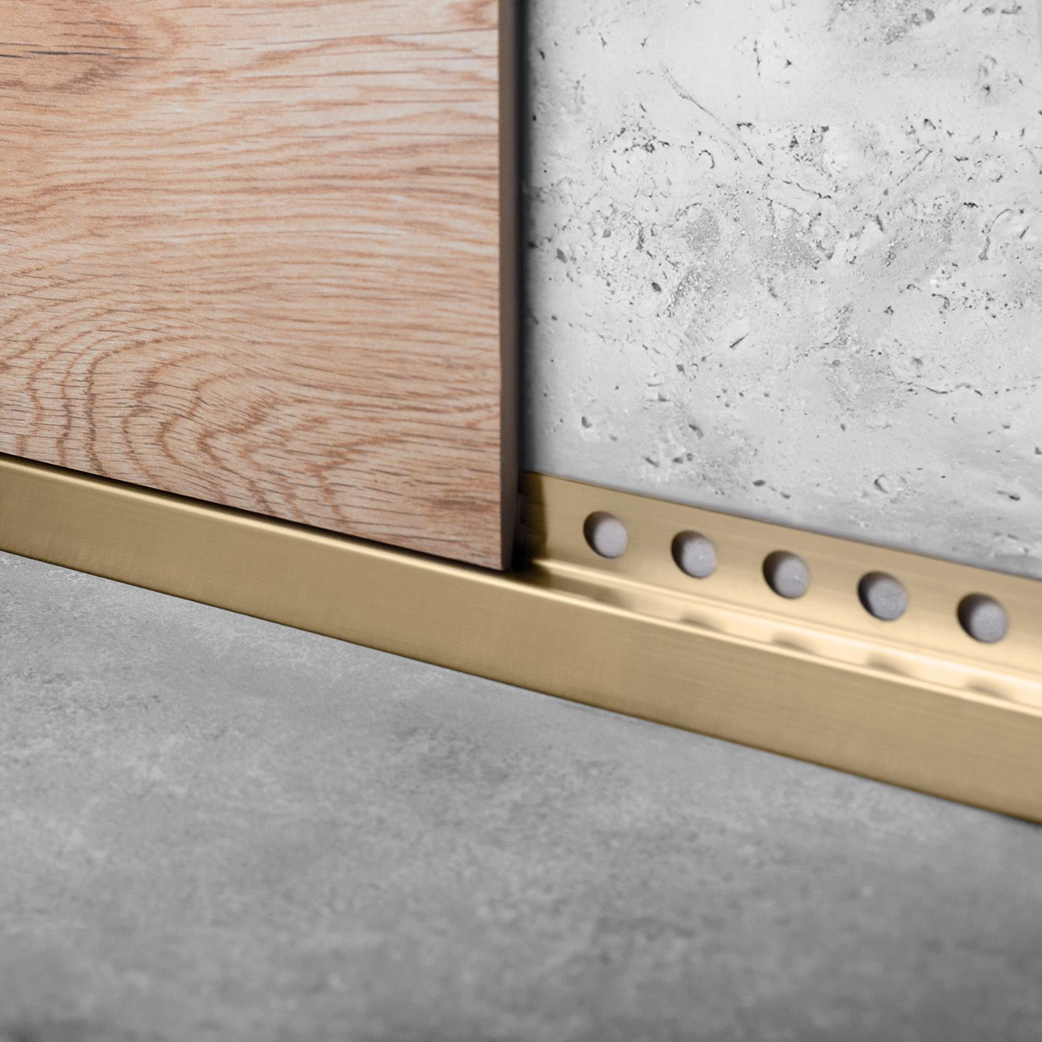 REA frontprofil til brusekar 130CM Børstet guld, 130x1,2x5,2cm