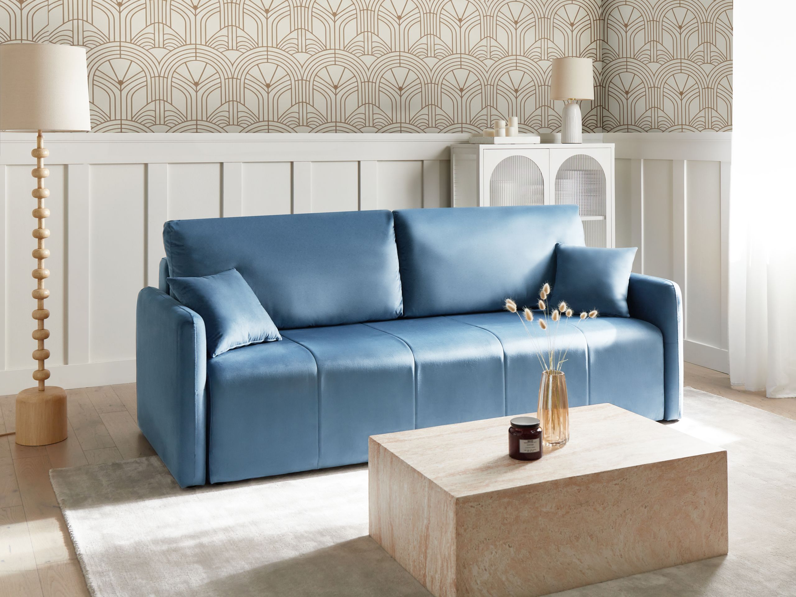 Sovesofa 3 personers EGGE Velour Blå