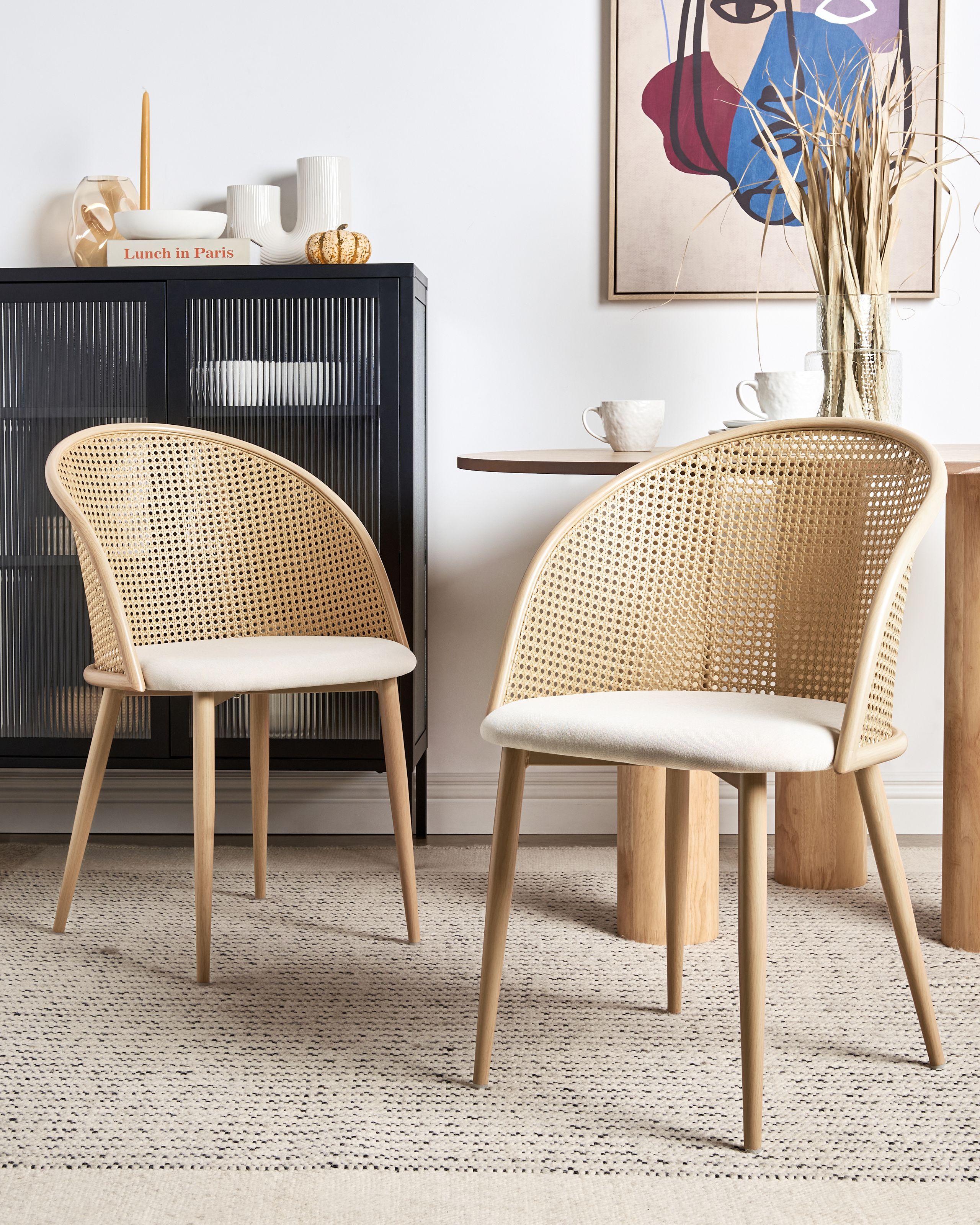 Sæt med 2 spisebordsstole CORNELL Metal Lys Beige