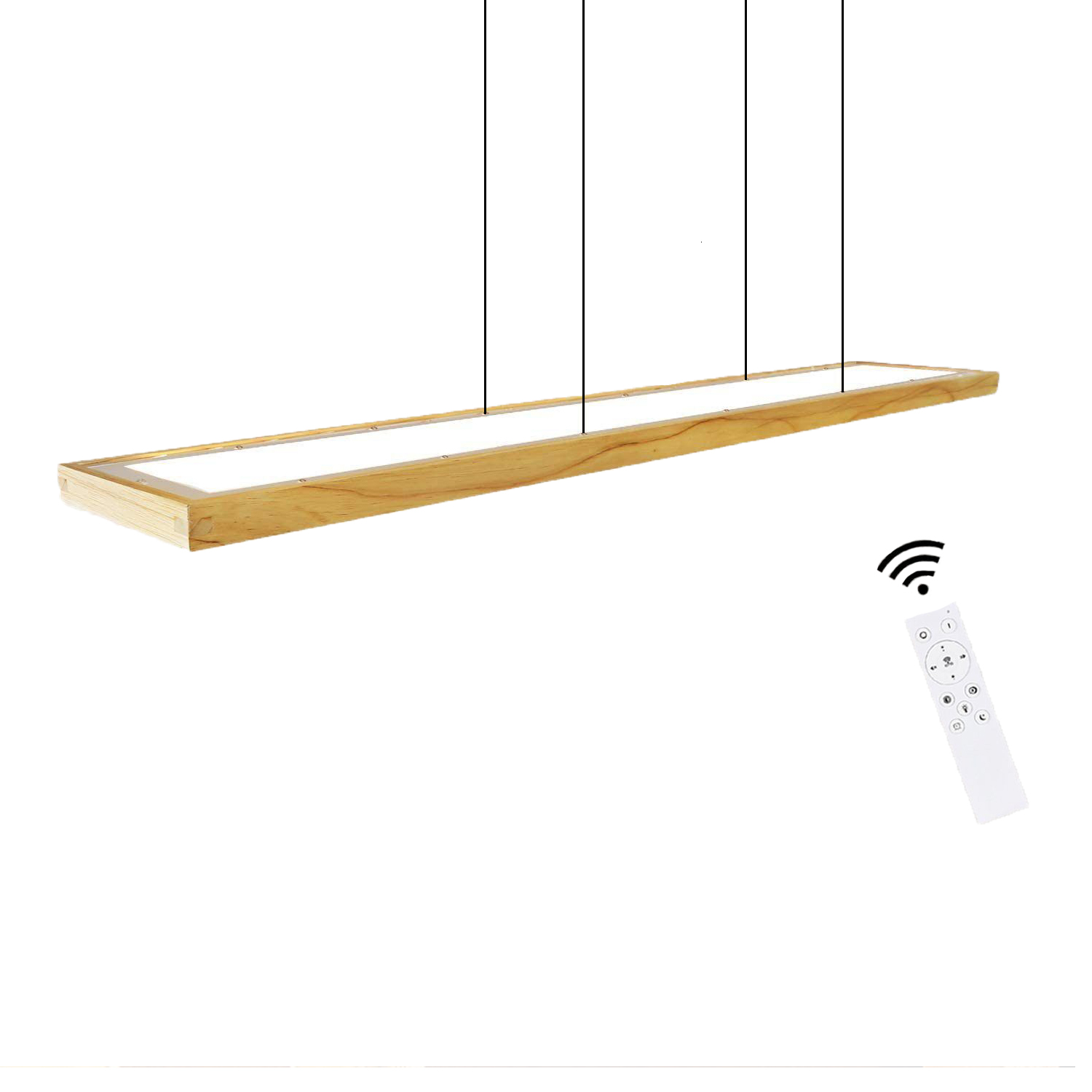 NETTLIFE Spisestue pendellampe, træ, 38 W, dæmpbar, med fjernbetjening, 100 cm LED pendellampe