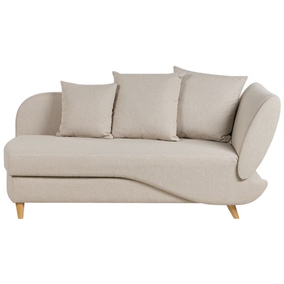 Højrevendt chaiselong MERI med opbevaring Kunstlinned Lys Beige