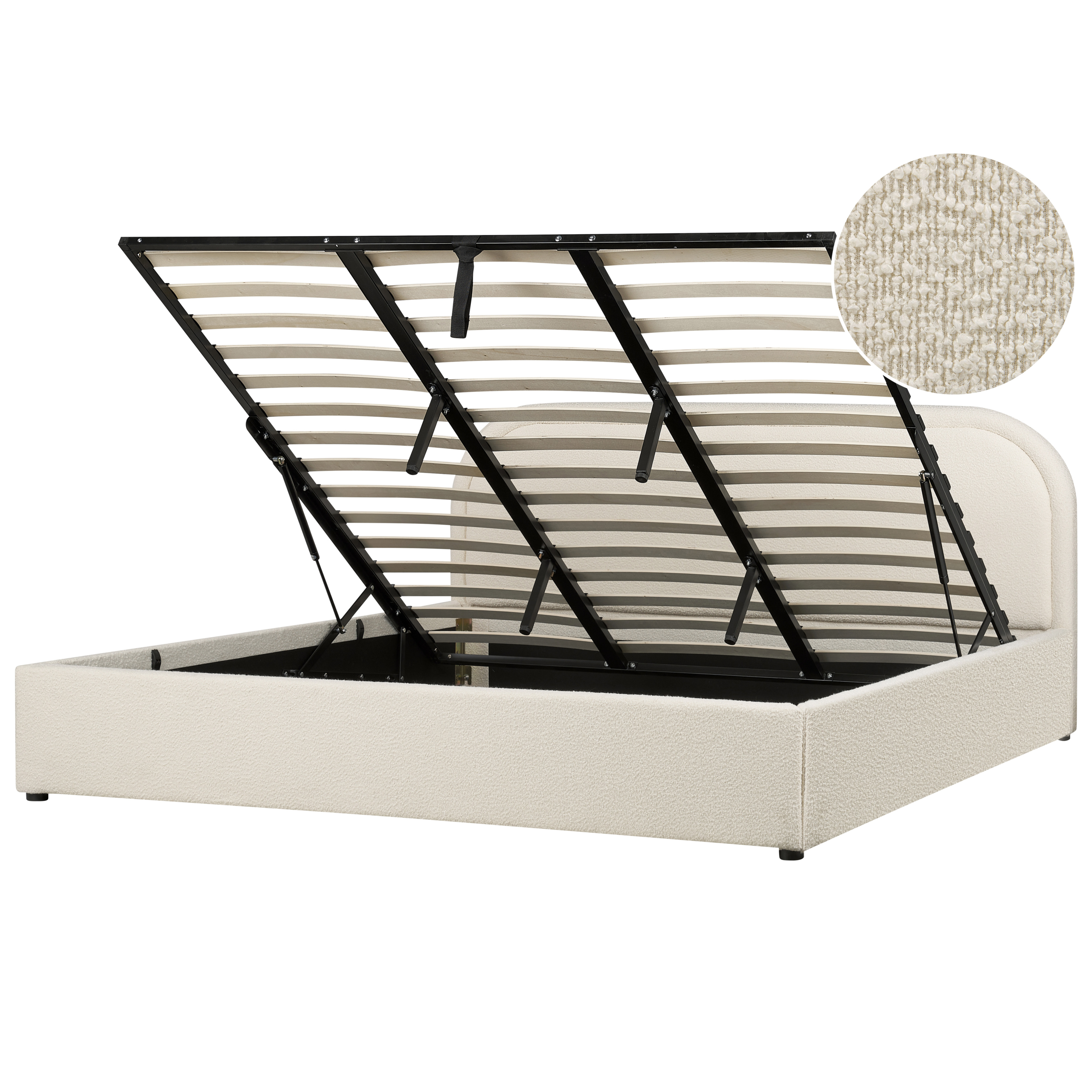 Seng med opbevaring QUILLIEN Boucle Lys Beige 180 x 200 cm