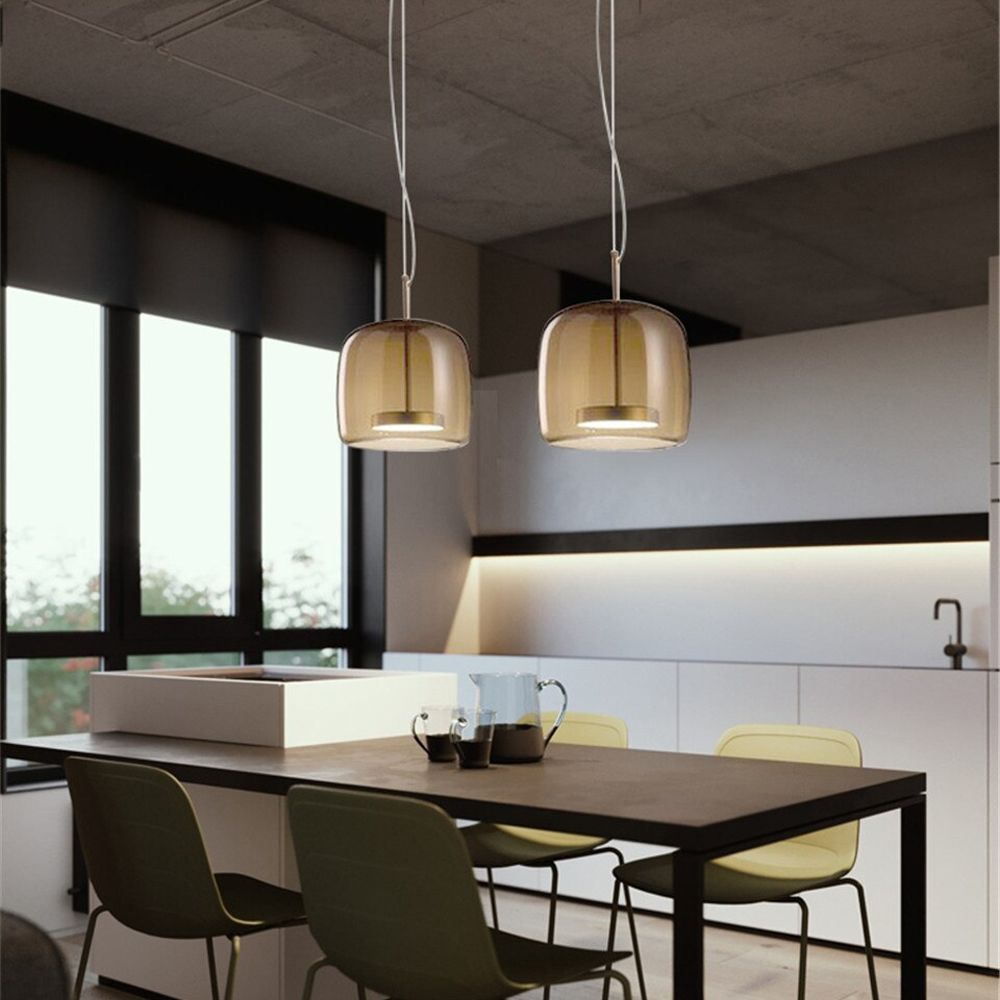 TOOLIGHT hængende loftlampe APP613-1CP AMBER Brun 23x23x113cm
