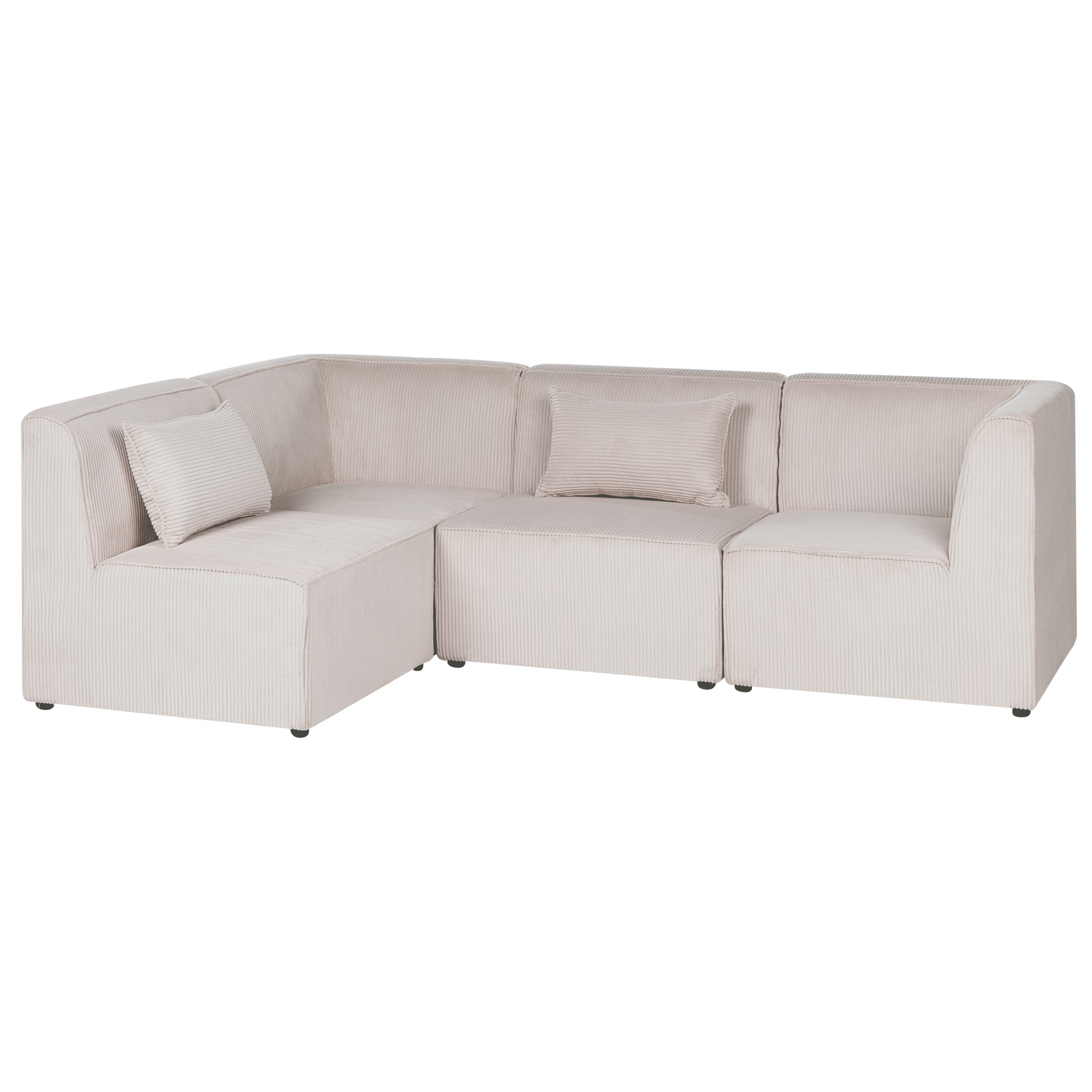 Hjørnesofa modul 4 personers LEMVIG Fløjl Beige Højrevendt