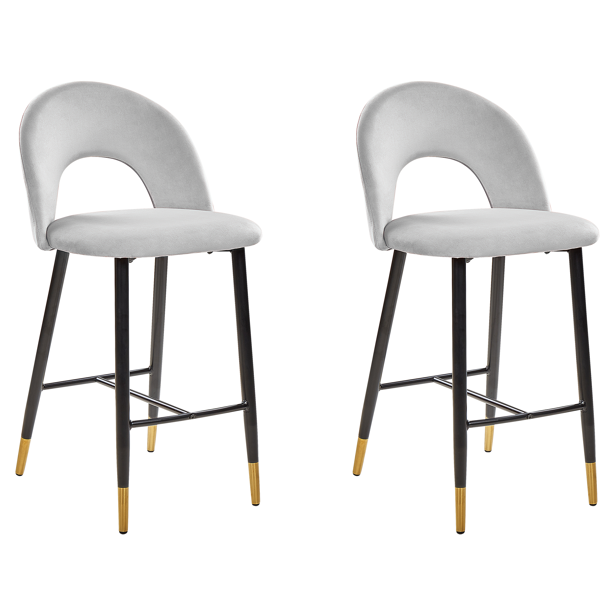 Sæt med 2 barstole FALTON Velour Grå