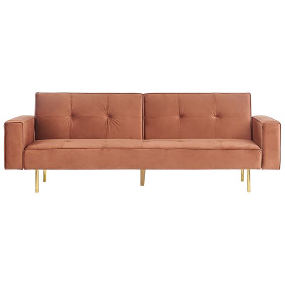 Sovesofa 3 personers VISNES Velour Guldbrun