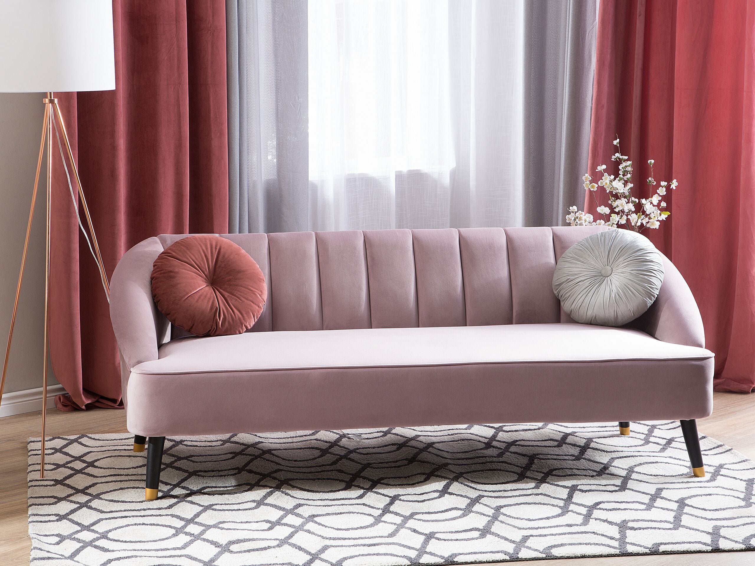 Sofa 3 personers ALSVAG Velour Lyserød