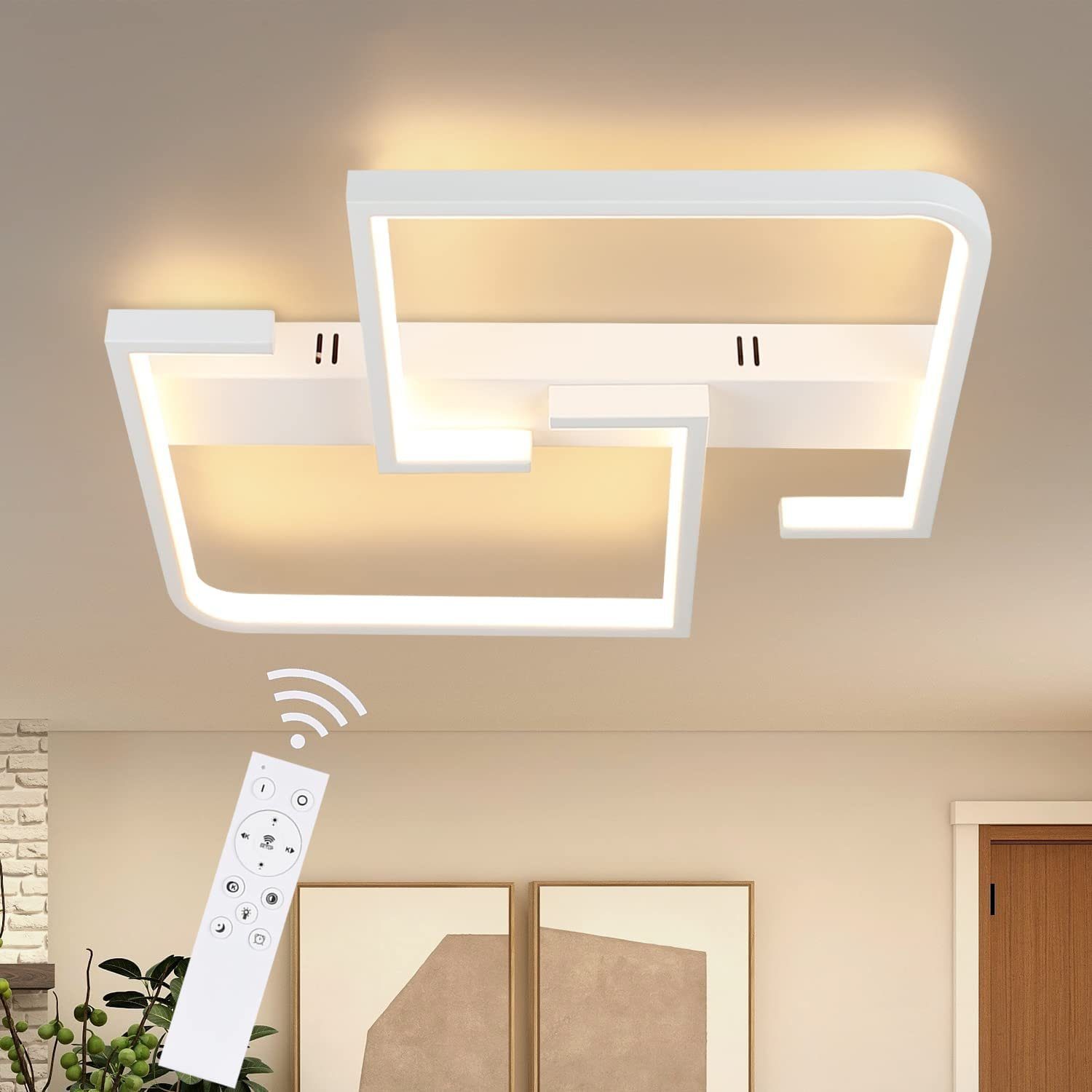 NETTLIFE LED loftlampe, stuelampe, 35 W, dæmpbar, moderne, med fjernbetjening, metal