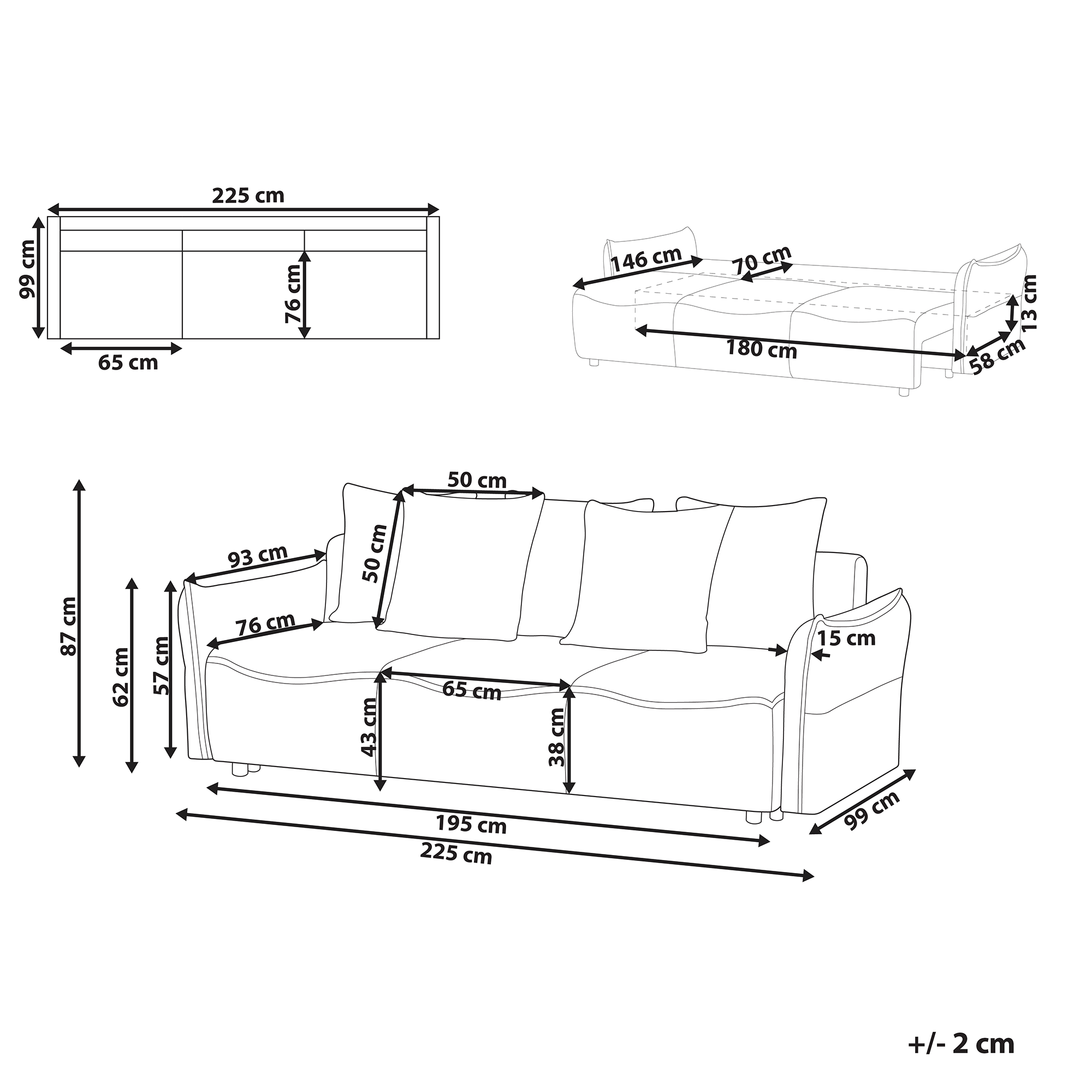 Sovesofa 3 personers KRAMA med opbevaring Boucle Hvid