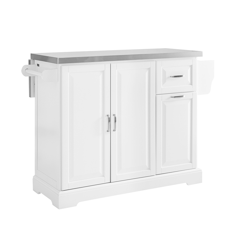 SoBuy FKW128-ST Køkkenø på hjul med udtrækkelig bordplade, pladsbesparende skab, køkkenvogn med hjul, med to skuffer og justerbar hylde 130 x 46/71 x 91 cm Hvid