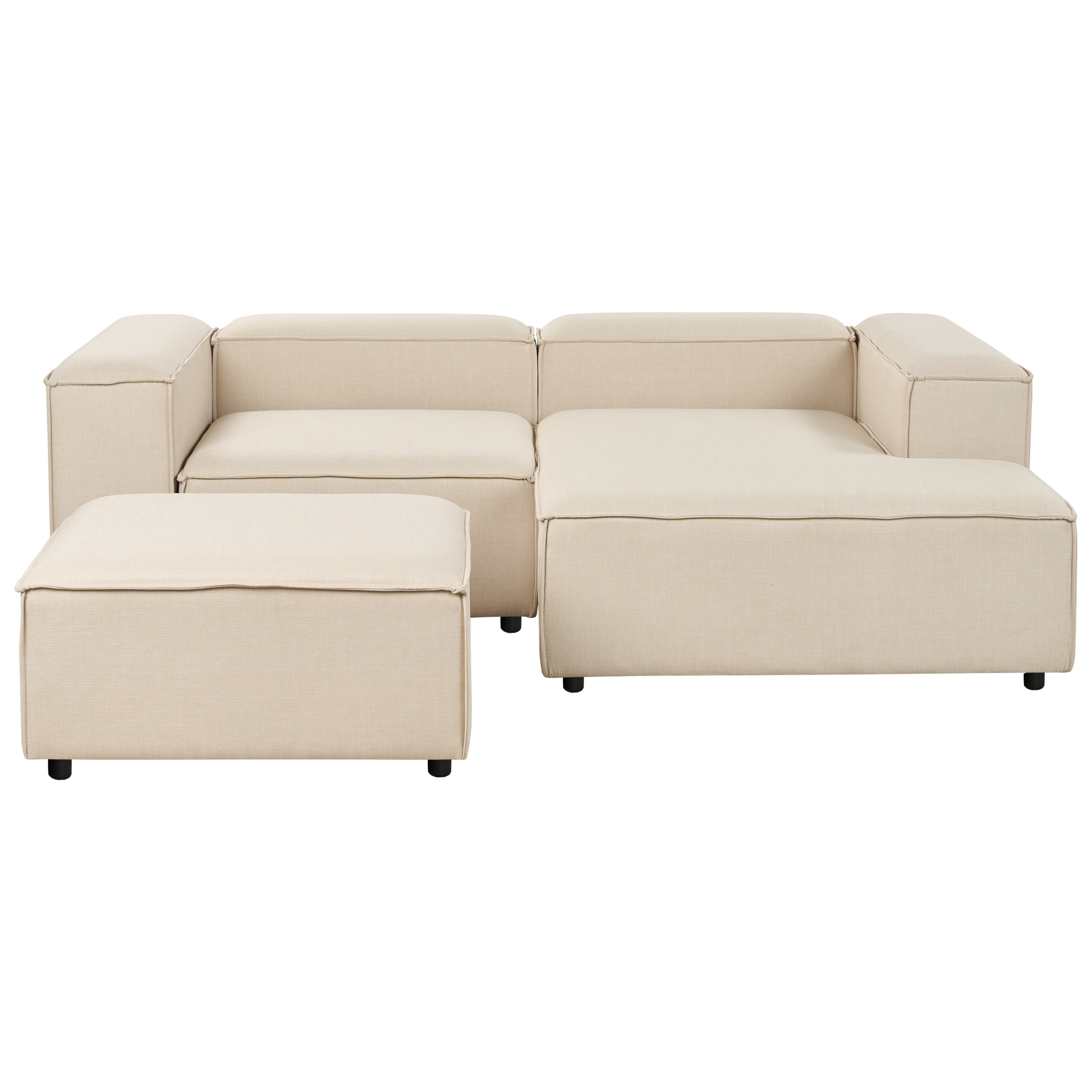 Hjørnesofa modul 2 personers ARDAL med fodskammel Beige Venstrevendt