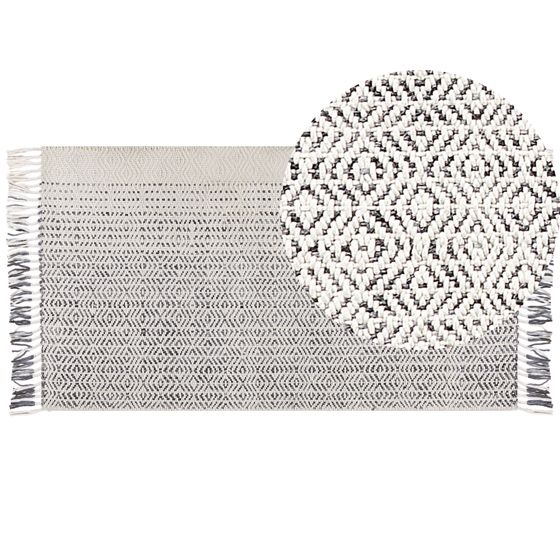 Gulvtæppe OMERLI Hvid 80 x 150 cm Uld