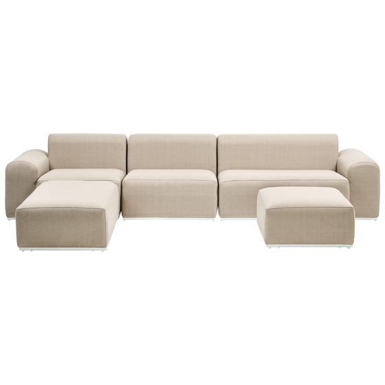 Havesofa med fodskammel 7 personers BATTIFOLLO Beige
