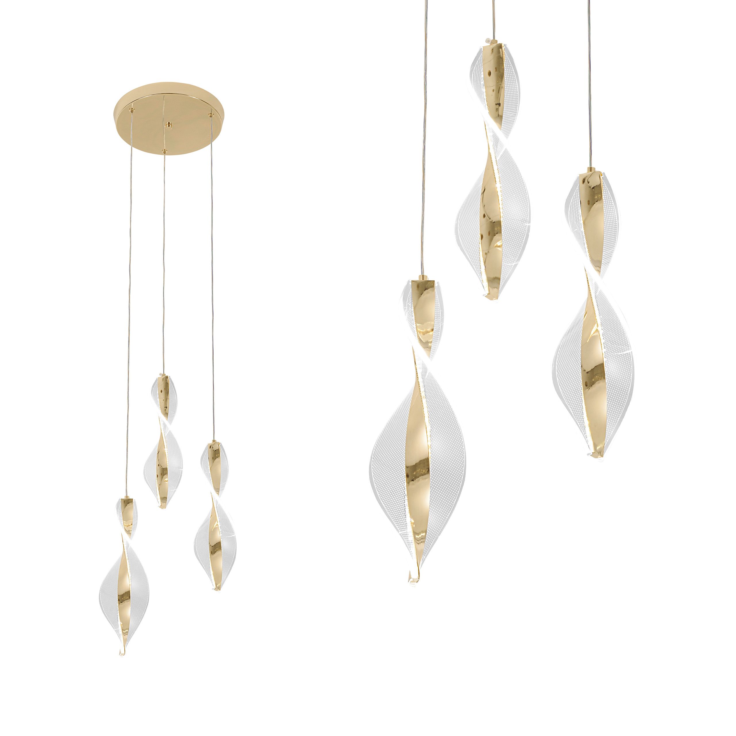 TOOLIGHT hængende loftlampe LED G028-3CPR Guld 113,5x25,5x30cm