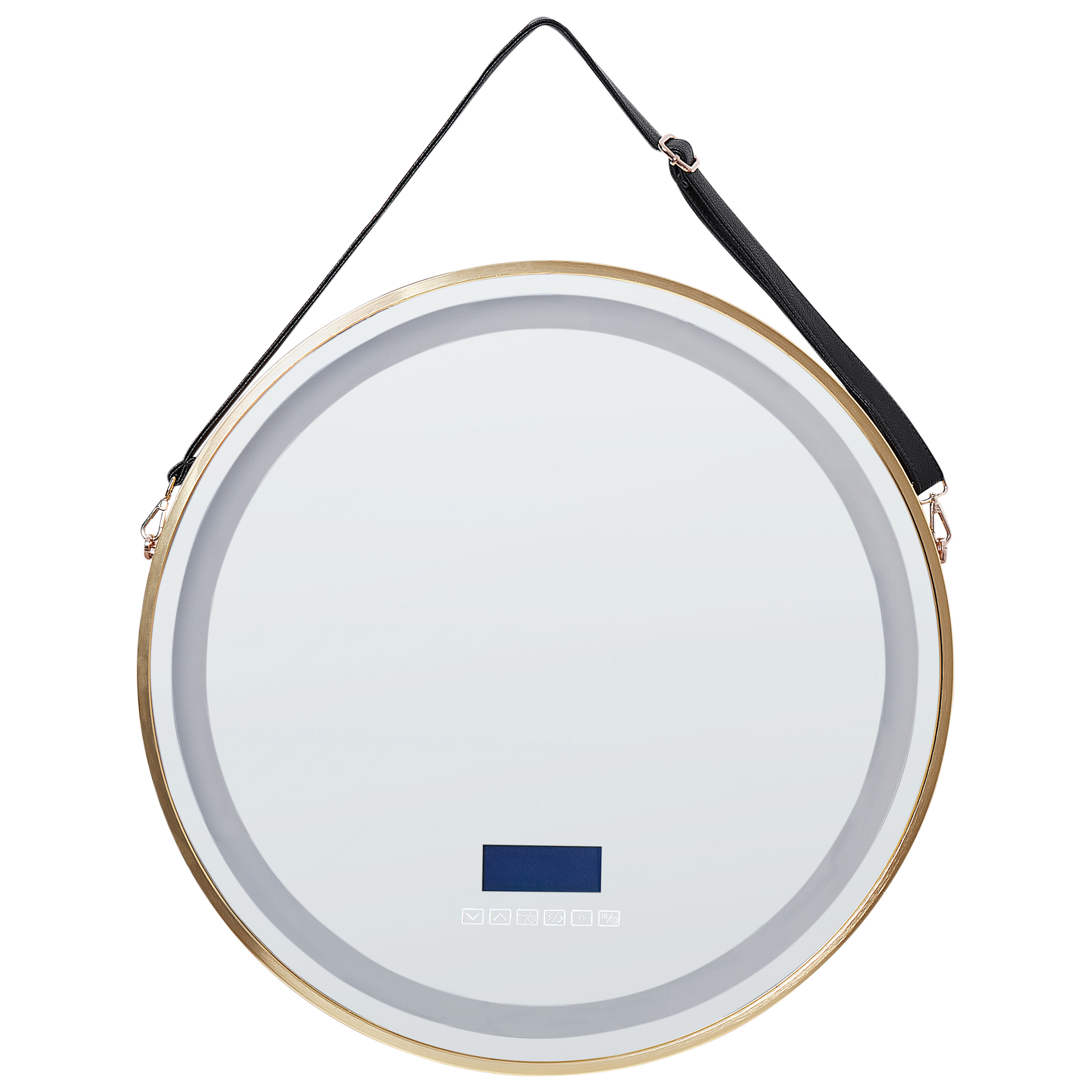 LED-badeværelsesspejl DAROIS 60 cm 60 cm Med indbygget Bluetooth-højttaler Guld