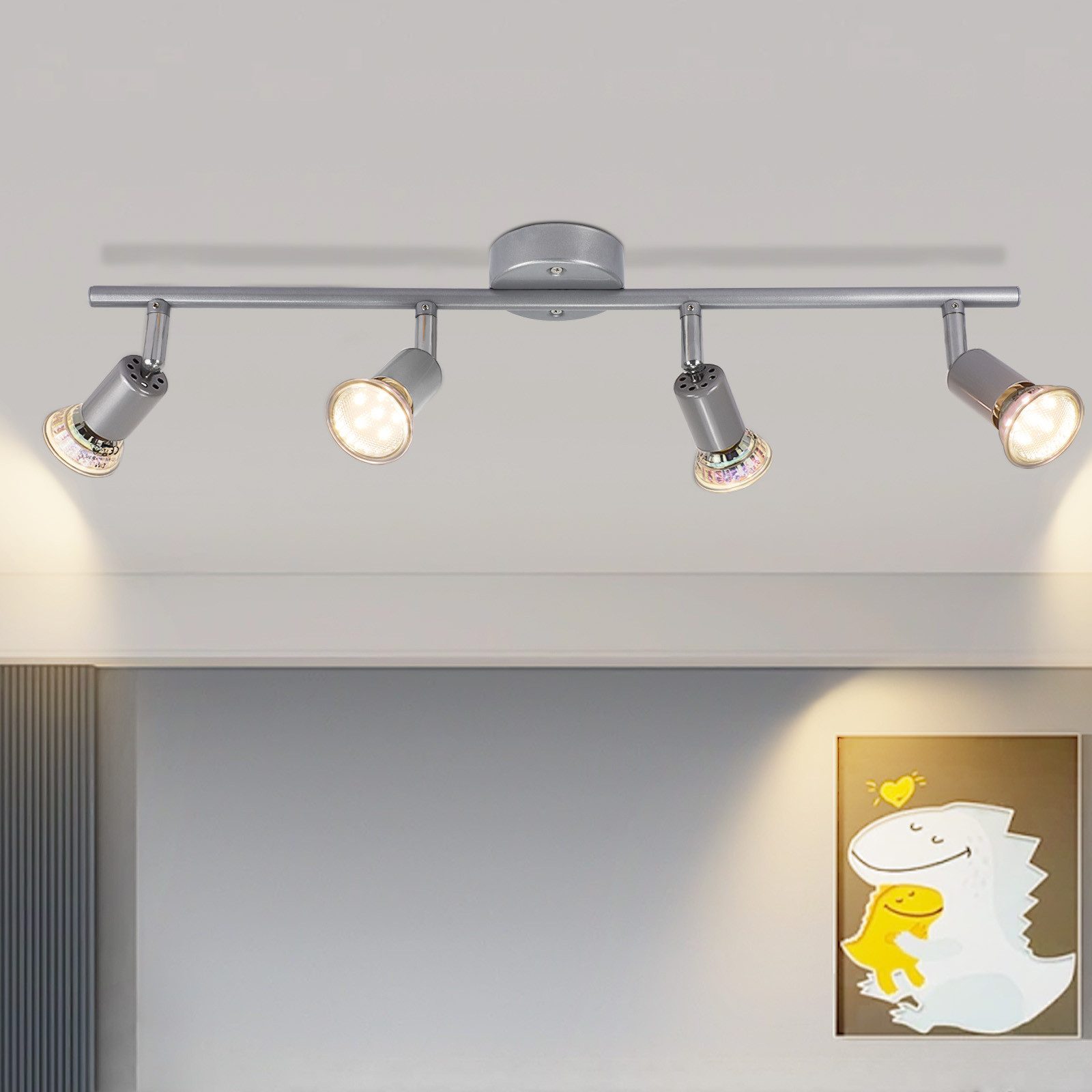 NETTLIFE 4-flammet GU10 loftspot Moderne loftslampe til entré, inklusive 350° justerbar pære