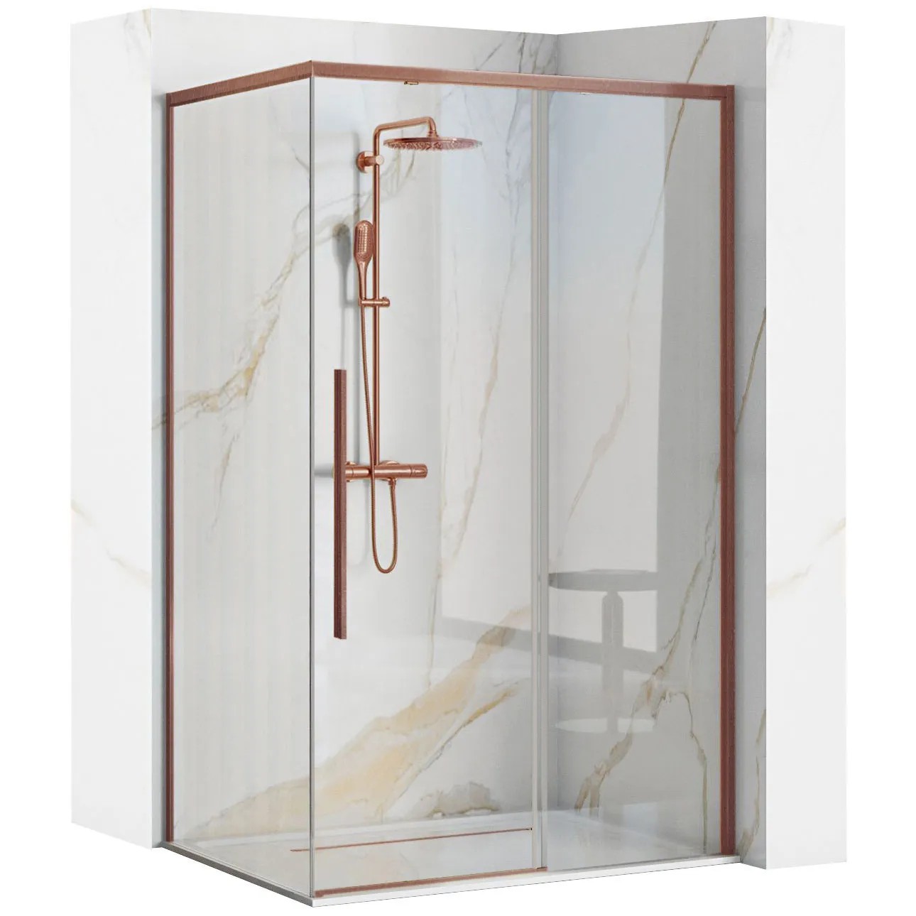 REA brusekabine SOLAR 100x80 Børstet kobber, 100x80x195cm