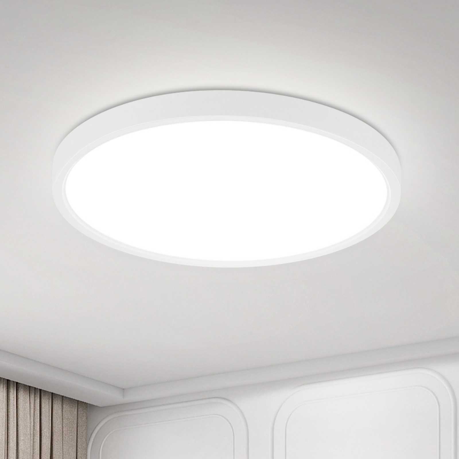 NETTLIFE flad LED loftlampe 18 cm - 15 W, hvid, 6000 K - moderne belysning til køkken, entré, soveværelse