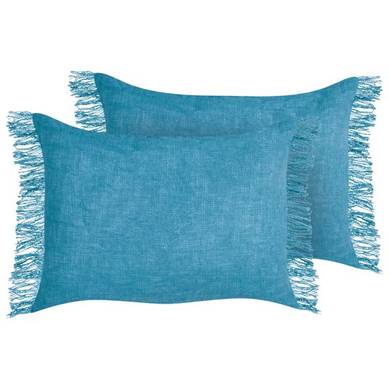 Sæt af 2 pyntepuder MABA 50 x 35 cm Bomuld Blå Ensfarvet
