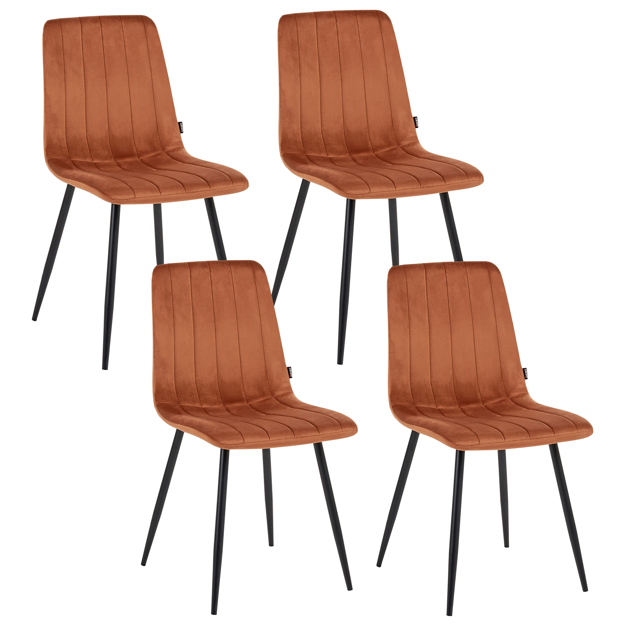 Sæt med 4 spisebordsstole KALISPELL Velour Orange