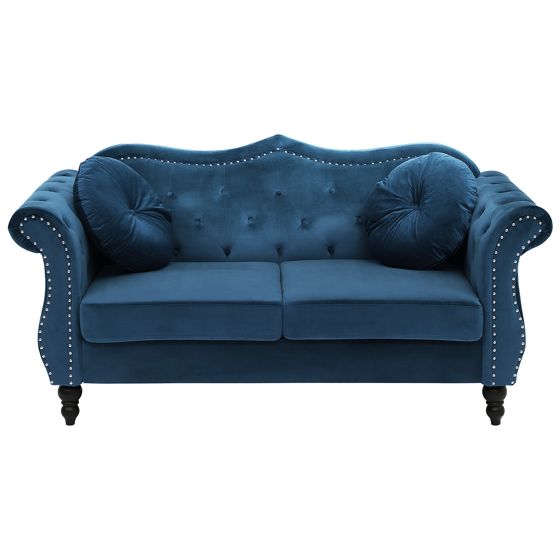 Sofa 2 personers SKIEN Velour Navy Blå