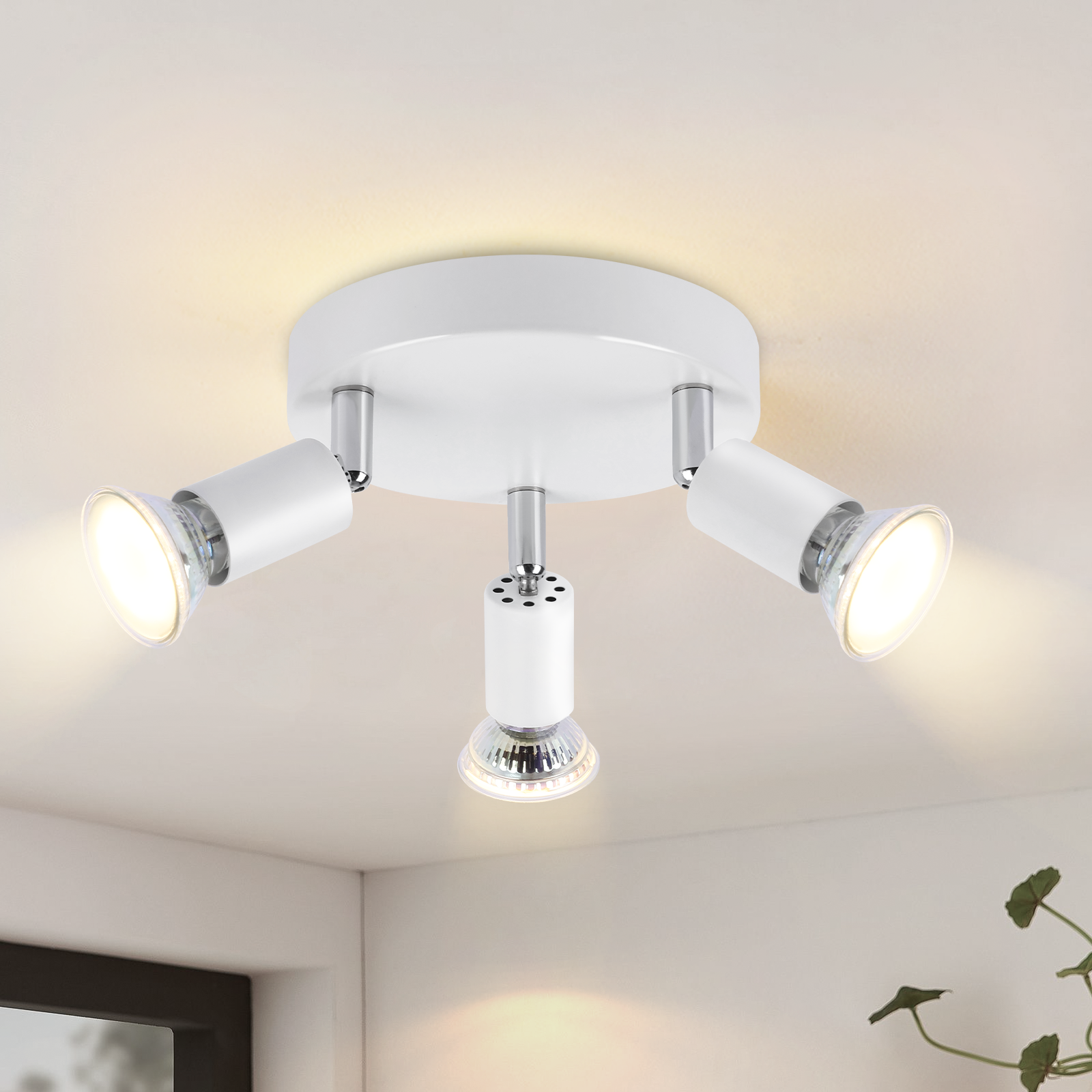 NETTLIFE LED - loftlampe GU10 - 3 moderne runde loftspotlights 350° loftspotlights til køkken, entré, soveværelse