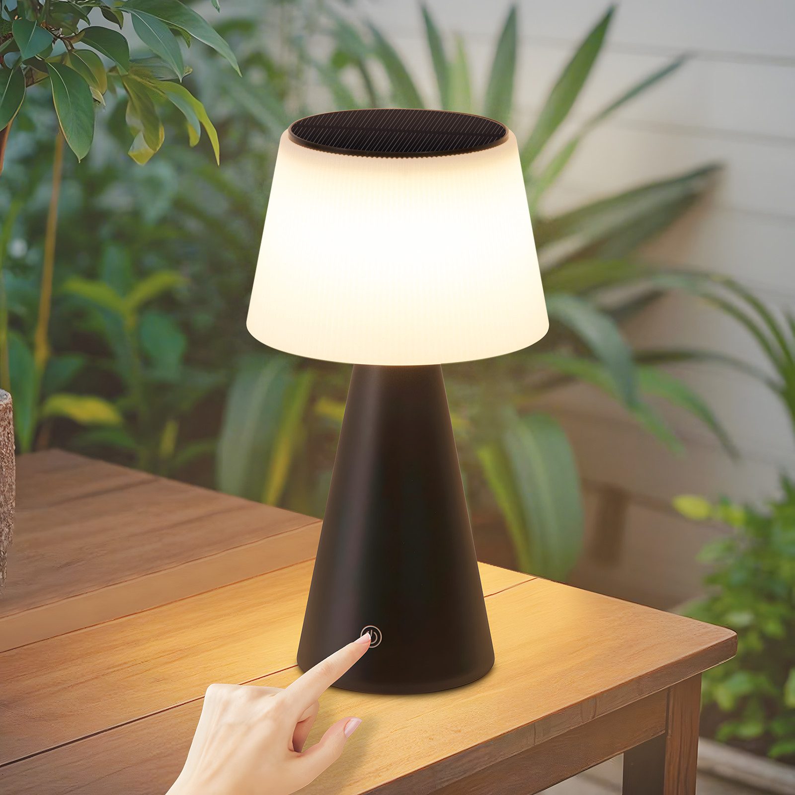 NETTLIFE solcelledrevet bordlampe, ledningsfri, LED - sengelampe, 3600mh A genopladelig Touch-dæmpbar sort, lampe med USB - batteri