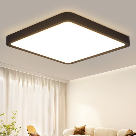 NETTLIFE LED - Loftlampe til badeværelse, 23W, Flad, Pære, Sort, 23cm, Varm Hvid, IP44 Vandtæt Køkkenlampe