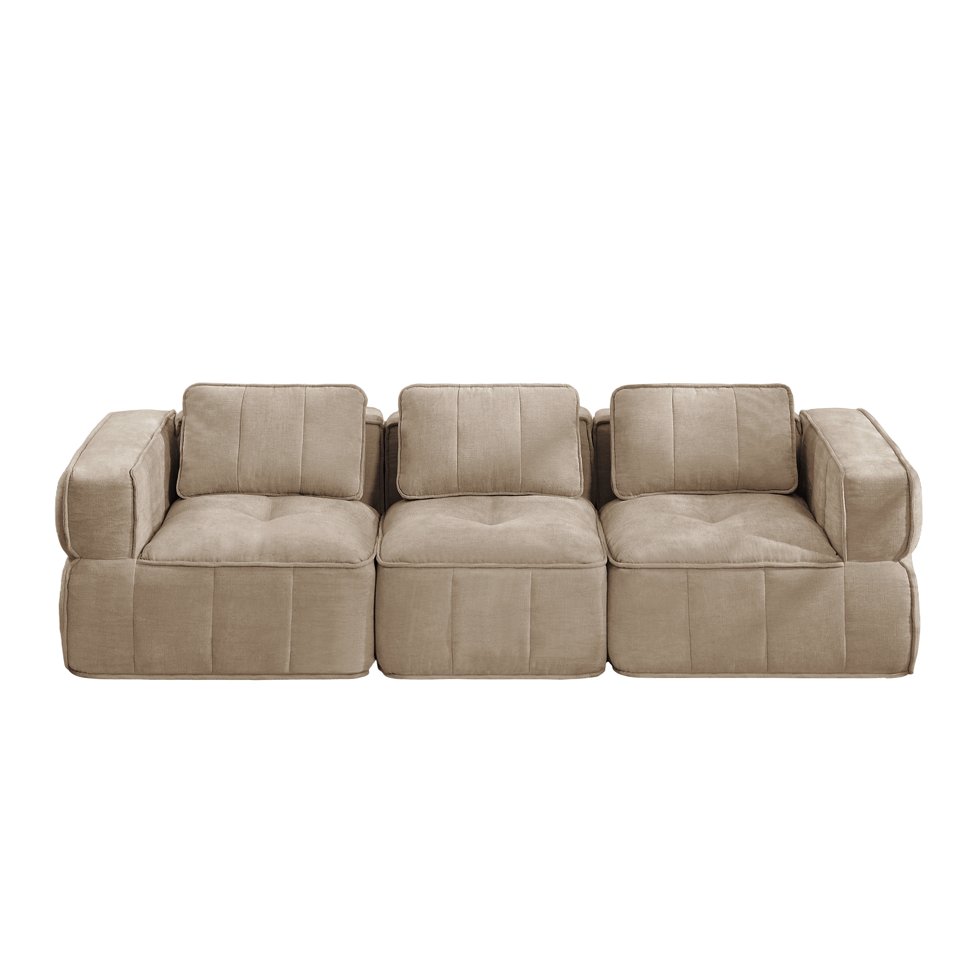 3-personers sofa, minimalistisk, polyester-sandfarvet