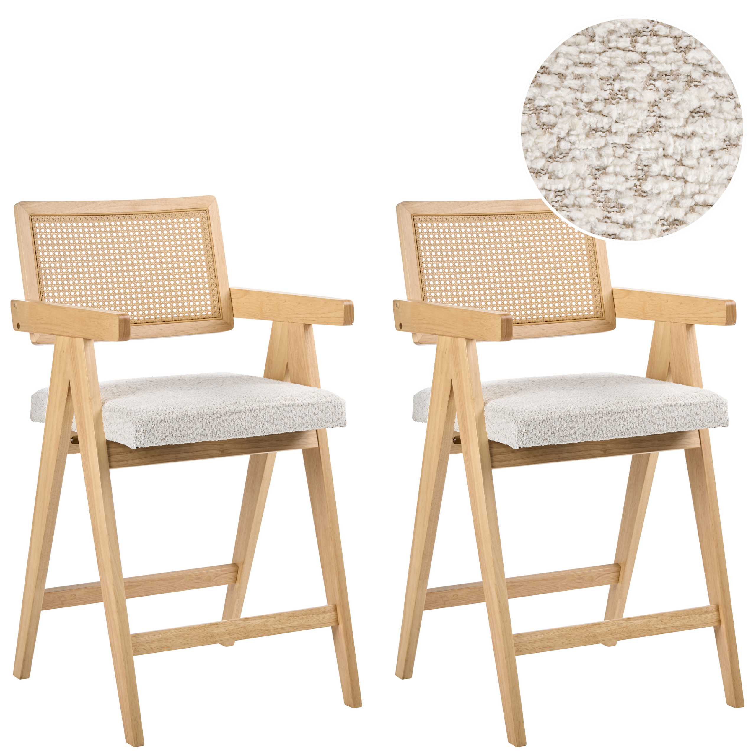 Sæt med 2 barstole AVA Træ Lysebrun/beige